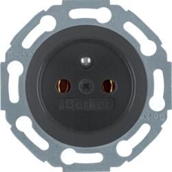 Berker 67657901 socket with protective contact pin black, glossy 1930/Glass/Palazzo