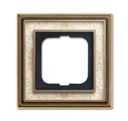 Busch-Jaeger 1721-846 cover frame, 1-way frame antique brass decor ivory white