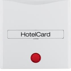 Berker 16408989 Hotelcard switch attachment with print and red lens polar white, glossy Berker