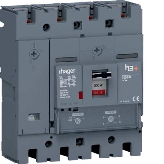 Hager HNT201DR h3+ P250 4P4D 200A 40kA circuit breaker