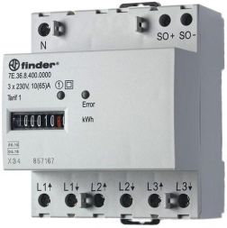 Finder 7E.36.8.400.0010 Active current meter electric 3Ph 3x65A MID with counter