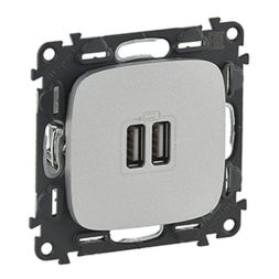 Legrand 754997 USB charging socket V.ALL. 2400MA AL , (aluminium)