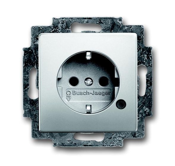 Busch-Jaeger 20 EUCBL-866 SCHUKO® socket insert, with LED control light stainless steel