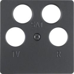 Berker 14841606 central plate for antenna socket 4-hole anthracite matt/velvet central plate system
