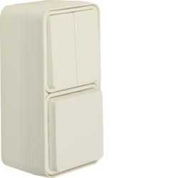 Berker 47903512 combination series switch/socket SCHUKO with hinged cover AP polar white matt Be