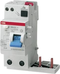 ABB Stotz-Kontakt DDA202 A-25/0.1, FI block for S202 2P, type A, 25A, 100mA, 2CSB202101R2250