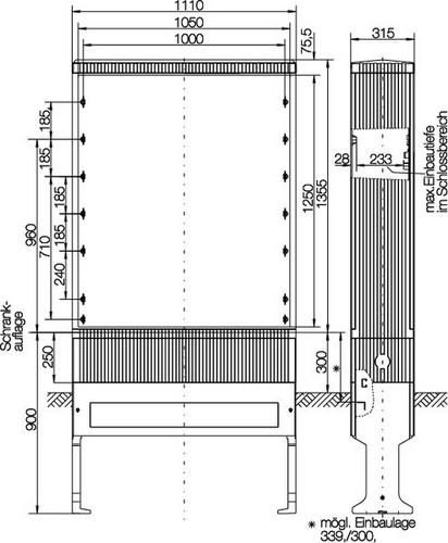 ABN Gr.2 H:1355mm 4-FB BauH:8 ESPRO cable distribution cabinet (SL132VT)