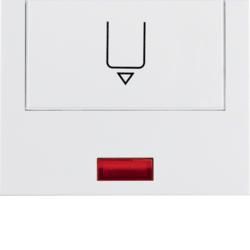 Berker 16417109 Hotelcard switch attachment with print and red lens polar white, glossy Berker