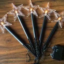FHS 35074 LED light sticks star, 5 warm white, IP44, Batt.mT