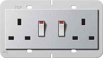 Gira 278326 double socket BS 13A KS switchable System 55 BS 80 color aluminum