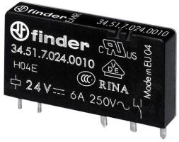 Finder 34.51.7.024.0010 Plug-in/print relay 24VDC 1 changeover contact