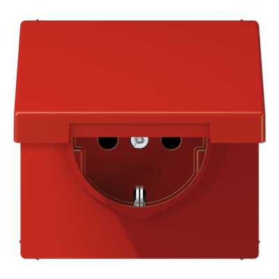 Jung LS1520BFKLRT SCHUKO socket, 16 A 250 V ~, hinged cover, thermoplastic, LS series, red
