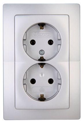 Kopp 941120089 PARIS 2-way complete unit silver SCHUKO socket