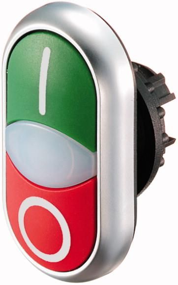 Eaton M22-DDL-GR-X1/X0 double pushbutton, + indicator light, green I/white/red 0 , 216700