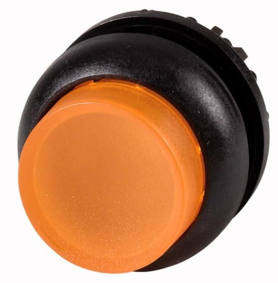 Eaton M22S-DRLH-A illuminated pushbutton, raised, amber, latching, 167436