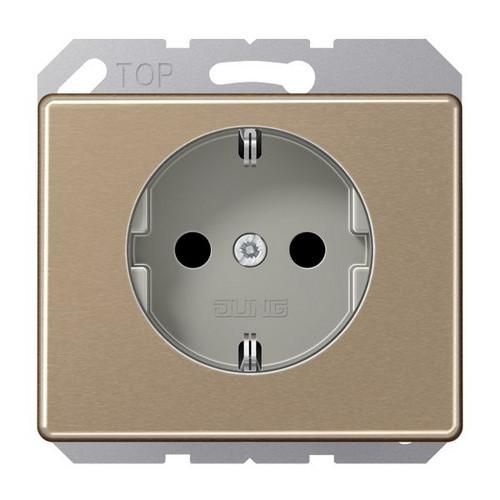 Jung SL520KIGB SCHUKO socket, 16 A 250 V ~, integrated increased contact protection, SAFETY+, painted aluminium, SL series, gold-bronze