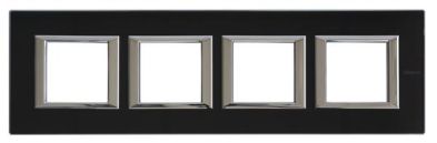Bticino HA4802M4HVNN cover frame 4-way horizontal glass, (black)