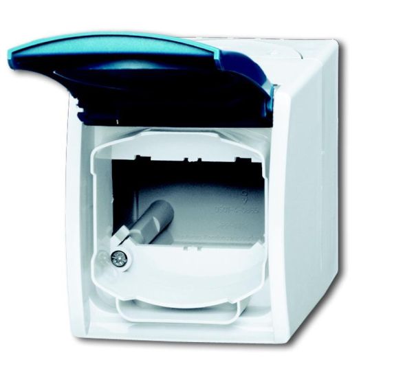 Busch-Jaeger 1758 WN-53 housing, with label field grey/blue-green