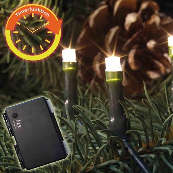 FHS 11987 LED battery chain outside 40 warm white, with timer for 3AA