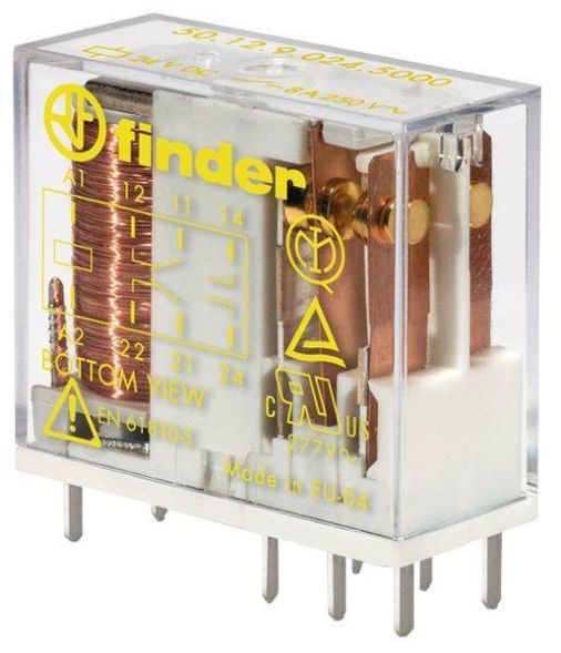 Finder 50.12.9.110.5000 2 changeover 8A hard gold plated coil 110V relay