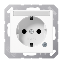 Jung ABA1520BFNAKOWW SCHUKO socket, 16 A 250 V ~, without claws, with function display, with label field, integrated increased contact protection, SAFETY+, Thermoplastic anti