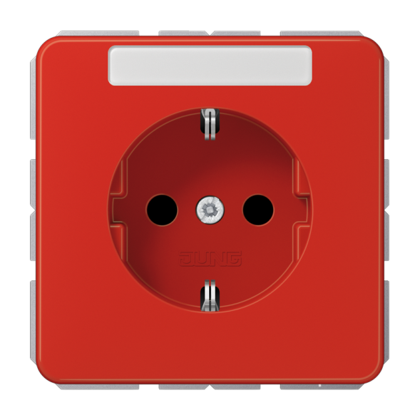 Jung CD1520BFKINART SCHUKO socket, 16 A 250 V ~, with label field, integrated increased contact protection, SAFETY+, thermoplastic, CD series, red