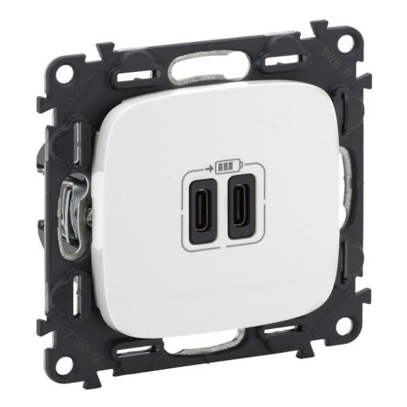 Legrand 755345 USB power supply VALLURE 2xUSB-C 2MOD 3A UW , (white)