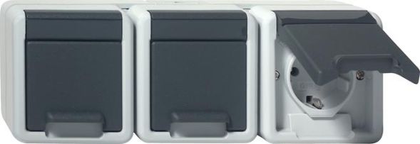 Gira 478930 3f horizontal KD WG AP gr socket SCHUKO