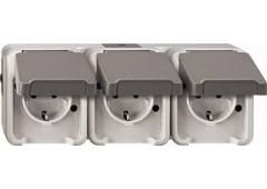 MERTEN MEG2391-8029 triple socket SCHUKO light grey