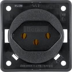 Berker 9624905 socket with protective contact &amp;#039;Switzerland&amp;#039; type 13 black, matt Integro inserts