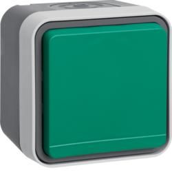 Berker 6745643503 Socket with protective contact pin and green hinged cover AP Berker W.1 light grey
