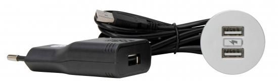 Kopp 939721010 VersaPICK USB round aluminum power strip