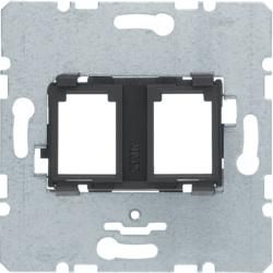 Berker 454202 support plate with black holder 2-way for Modular Jacks module inserts