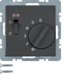 Berker 20306086 temperature controller with opener, central piece, rocker switch and LED anthracite including B