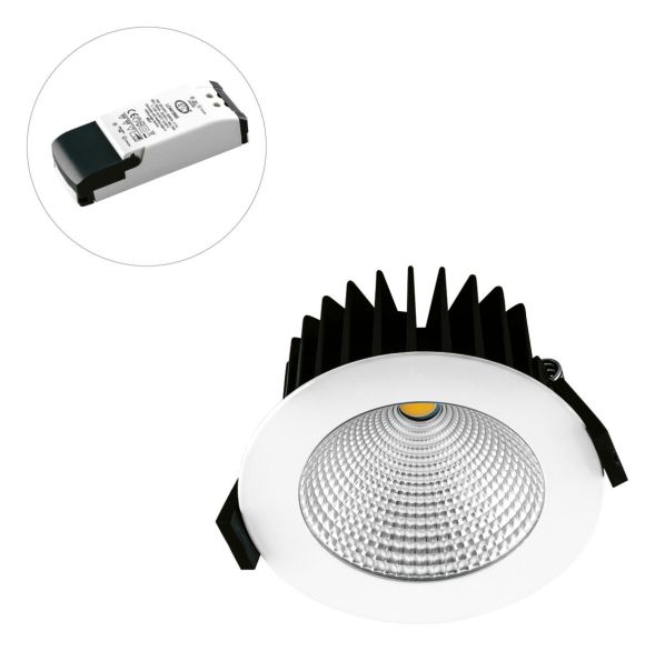 EVN LC44150102 IP44 15W 3000K 1150lm round white LED recessed ceiling spotlight