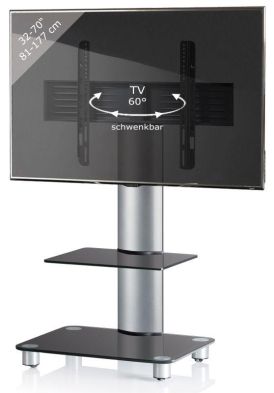 VCM TOSAL silver/black glass TV stand mB
