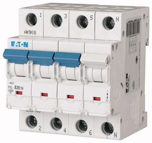 Eaton PXL-D20/3N miniature circuit breaker, 20A, 3p+N, D-Char, 236551