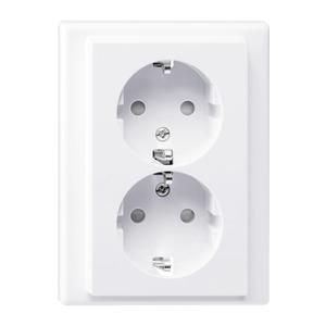 MERTEN MEG2420-1425 double socket SCHUKO BRS plug-in terminals active white glossy