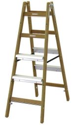 PROTEC.class PHSSLASB25 PHSLAB25 + aluminum steps on both sides 2x5 wooden stepladder