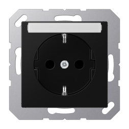 Jung A1520BFKINASWM SCHUKO socket, 16 A 250 V ~, with label field, integrated increased contact protection, SAFETY+, thermoplastic painted, series A, graphite black matt