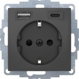 Berker 48041606 USB AC B.3 anthracite matt socket SCHUKO