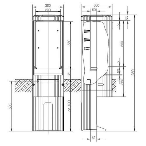 ABN FB1 BH3 H: 1350mm 1-way lock outdoor column (SL135P)