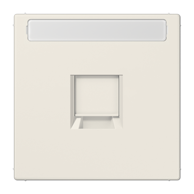 Jung LS1969-15NAWE cover (latched) for modular jack sockets 1-way, EMT, AMP, MTRJ, with label field, thermoplastic, LS series, white