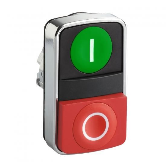 Schneider Electric ZB4BL7341 green red protruding 22 label double push button