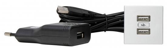 Kopp 939726015 VersaPICK USB square aluminum power strip