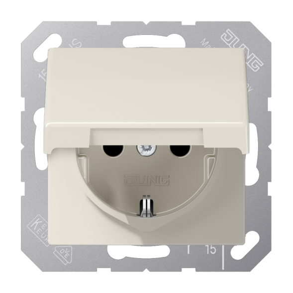 Jung AS1520NBFKL SCHUKO socket, 16 A 250 V ~, without claws, hinged cover, thermoplastic, AS series, white