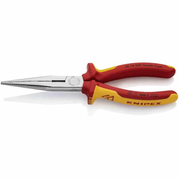 Knipex 0302283 flat-round pliers 200mm serrated with cutting edge, straight, insulated (2616200)