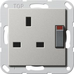 Gira 2778600 socket BS 13 A switch + SH System 55 stainless steel (lacquered)