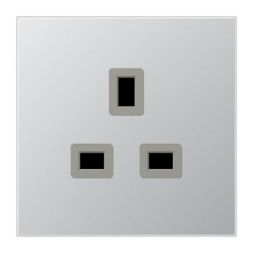 Jung AL3521 socket, 13 A 250 V ~, screw terminals BS 1363-1, 4 mm2, without claws, integrated increased contact protection, SAFETY+, LS series, aluminum