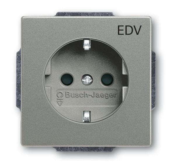 Busch-Jaeger 20 EUCKS/DV-803 SCHUKO® socket insert, with imprint &amp;#039;EDV&amp;#039; grey metallic